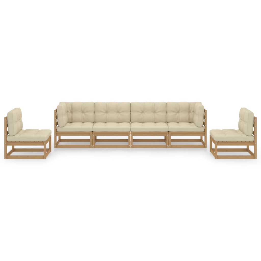 6-tlg. Garten-Lounge-Set mit Kissen Kiefer Massivholz